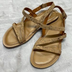Garnet Hill Selene leather cork strappy sandals size 7